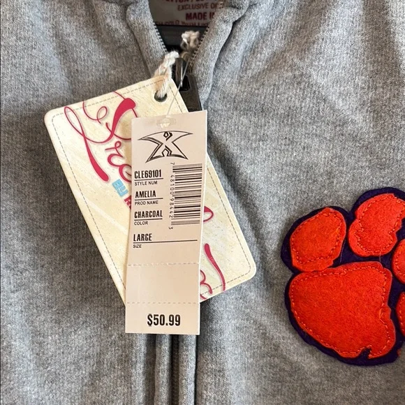 Clemson Gray Jacket with Orange Paw Patches - Picture 2 of 4